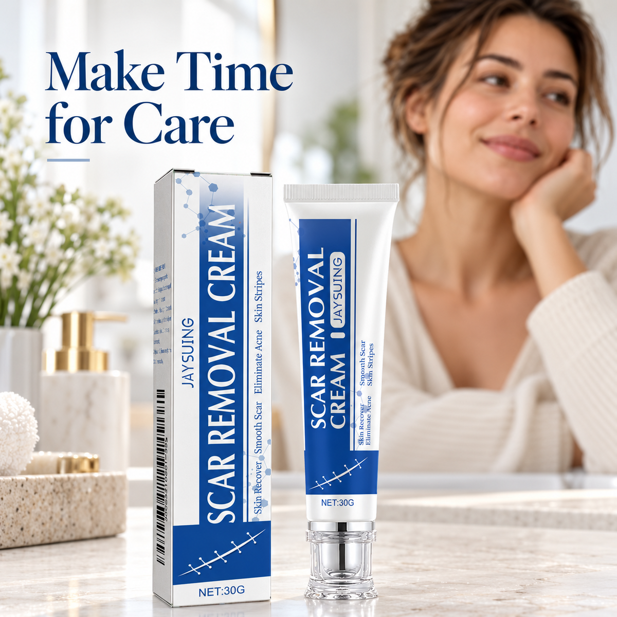 ✨Jaysuing Scar Removal Cream , Skin Repair Gel for Surgical Scars, Acne Marks, Stretch Marks, Burn &amp; Cut Scars, Odorless Skin Care Cream for Adults &amp; Kids